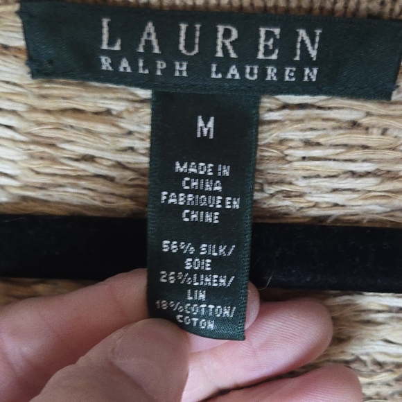 Lauren Ralph Lauren Women's Medium Silk Linen Knit Long Aztec Tie Sweater Vest - Picture 3 of 5